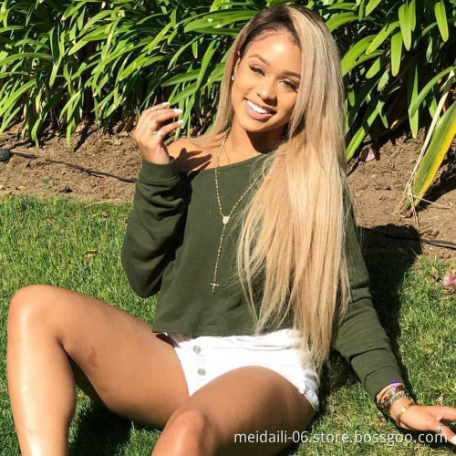Aligned Hair Brazilian Quantity Silky Straight Style Color 1B 27 ombre Wigs, Lace Front Straight Wigs
